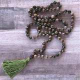 8mm Rhodonite Beads Tassel Necklace Reiki Healing