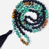 8mm Tiger's Eye Turquoise Agate Beads Necklace