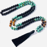 8mm Tiger's Eye Turquoise Agate Beads Necklace