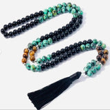 8mm Tiger's Eye Turquoise Agate Beads Necklace