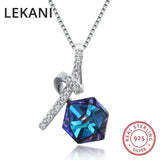 Austrian Crystal Square Bead Pendant Necklace