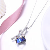 Austrian Crystal Square Bead Pendant Necklace