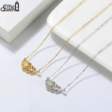 Natural Opal Necklace 925 Silver Feather Pendant Women Jewelry