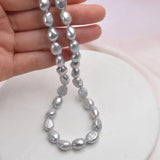 Gray Freshwater Pearl Necklace 9-10mm Baroque Pearl Jewelry