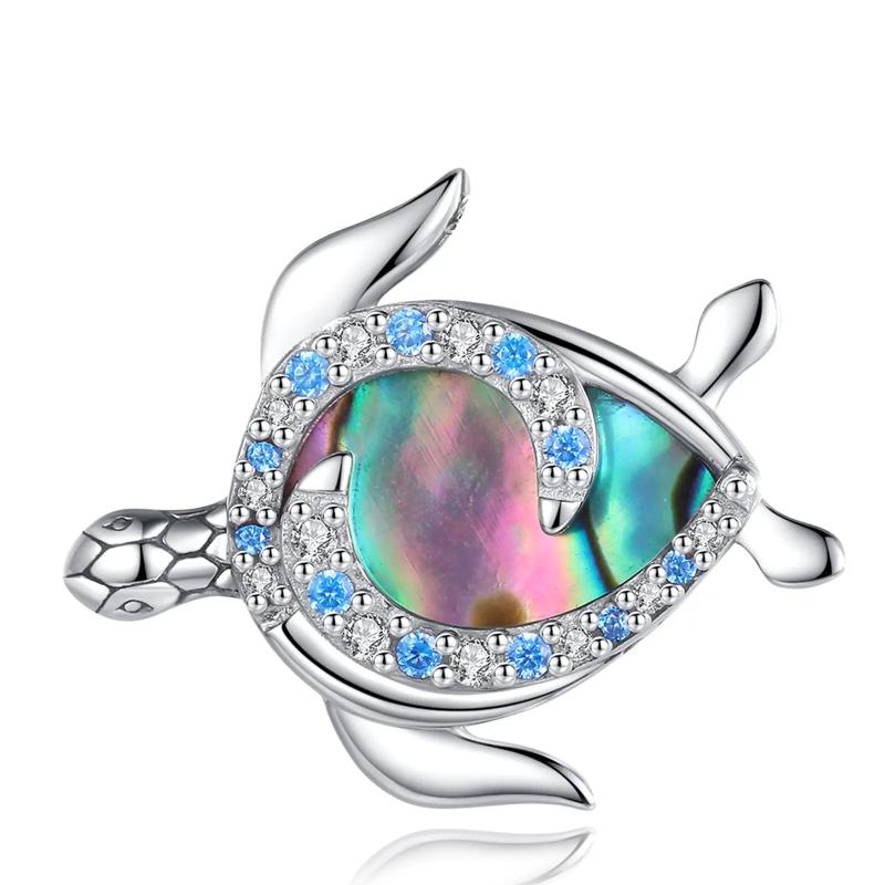 925 Silver Turtle Necklace Abalone Shell Zircon Pendant