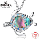 925 Silver Turtle Necklace Abalone Shell Zircon Pendant