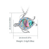 925 Silver Turtle Necklace Abalone Shell Zircon Pendant