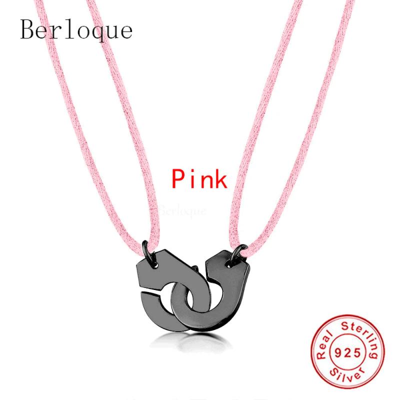 925 Silver Handcuff Les Menottes Pendant Necklace with Rope for Men Women