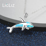 925 Silver Opal Shark Pendant Necklace for Women LN0484
