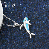 925 Silver Opal Shark Pendant Necklace for Women LN0484