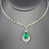 Lab Emerald Pendant Necklace Silver Choker Wedding Jewelry