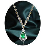 Lab Emerald Pendant Necklace Silver Choker Wedding Jewelry