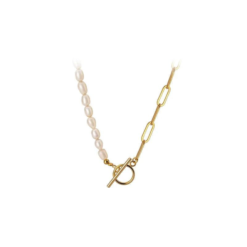 925 Silver Irregular Pearl Choker Necklace for Women