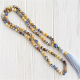 8mm Mixed Gemstone 108 Beads Tassel Necklace Retro