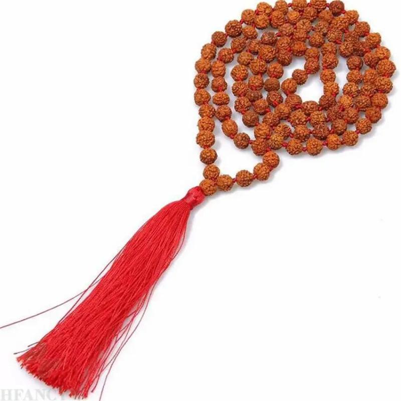 8MM Rudraksha Tassels Knot Necklace 108 Beads