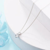 Double Heart Pendant Collier Necklace Sterling Silver Chain