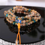 Crystal Apatite Gemstone Knot Necklace Dangle Button Studs