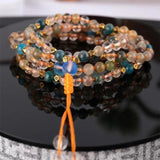 Crystal Apatite Gemstone Knot Necklace Dangle Button Studs