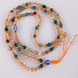 Crystal Apatite Gemstone Knot Necklace Dangle Button Studs