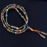 Crystal Apatite Gemstone Knot Necklace Dangle Button Studs