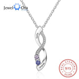 Personalized Infinity Name Necklace with 2 Birthstones S925 Silver