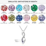Personalized Infinity Name Necklace with 2 Birthstones S925 Silver