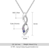 Personalized Infinity Name Necklace with 2 Birthstones S925 Silver