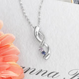 Personalized Infinity Name Necklace with 2 Birthstones S925 Silver