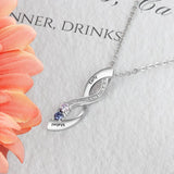 Personalized Infinity Name Necklace with 2 Birthstones S925 Silver