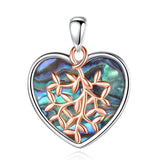 925 Silver Tree of Life Necklace Heart Abalone Shell Pendant