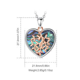 925 Silver Tree of Life Necklace Heart Abalone Shell Pendant