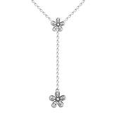 Dazzling Daisies Clear CZ Necklace 925 Sterling Silver