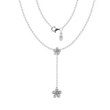 Dazzling Daisies Clear CZ Necklace 925 Sterling Silver