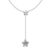 Dazzling Daisies Clear CZ Necklace 925 Sterling Silver