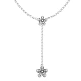 Dazzling Daisies Clear CZ Necklace 925 Sterling Silver