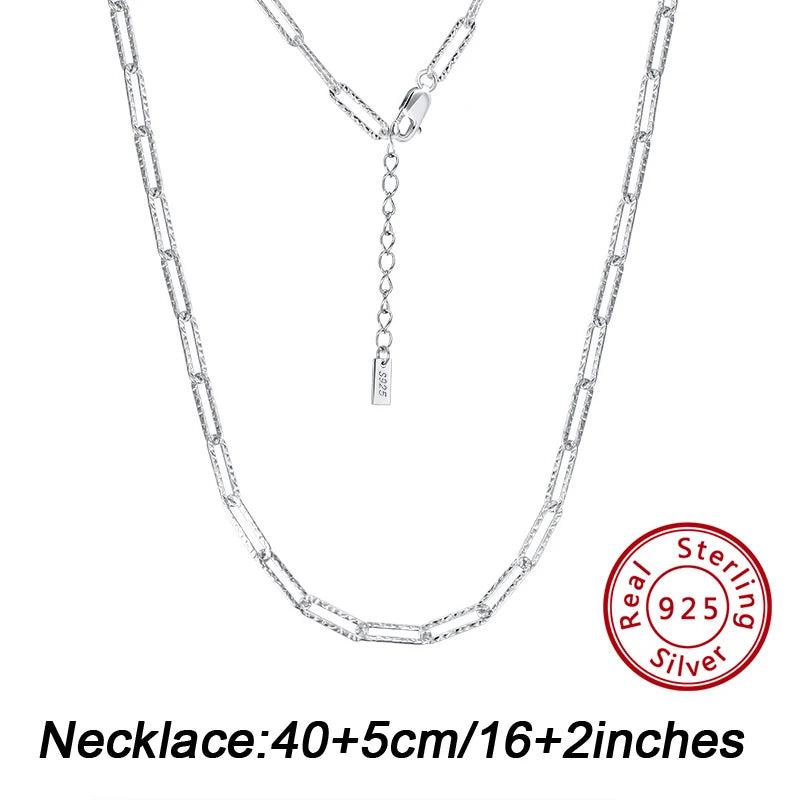925 Sterling Silver Paperclip Link Chain Necklace for Women