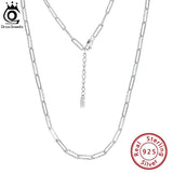 925 Sterling Silver Paperclip Link Chain Necklace for Women