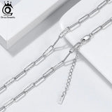 925 Sterling Silver Paperclip Link Chain Necklace for Women