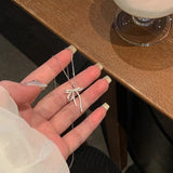 925 Silver Bowknot Pendant Zircon Necklace for Women