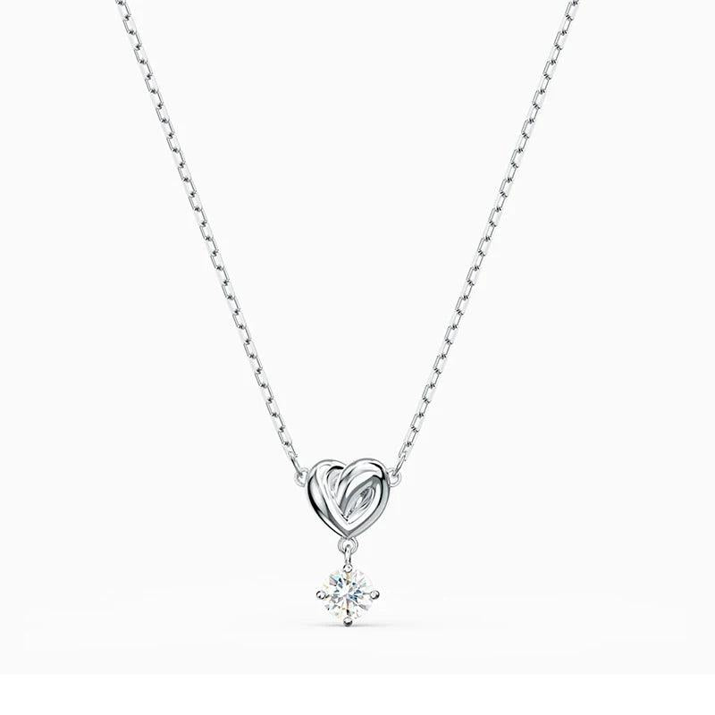 Silver & Rose Necklace Crysta Woman Romantic Gift