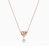Silver & Rose Necklace Crysta Woman Romantic Gift