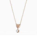 Silver & Rose Necklace Crysta Woman Romantic Gift