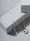 925 Sterling Silver Drop Pendant Necklace Minimalist Statement Gift Women