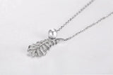 Lekani Crystas Leaf Pendant Necklace S925 Silver Pearls Collar