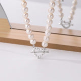 925 Silver Love Heart Pearl Necklace Gift For Women Punk Wedding