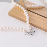 925 Silver Love Heart Pearl Necklace Gift For Women Punk Wedding