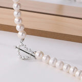 925 Silver Love Heart Pearl Necklace Gift For Women Punk Wedding