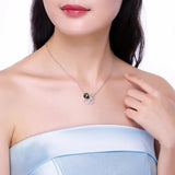 Four Leaf Clover Necklace Pendant 925 Sterling Silver Heart Crystal