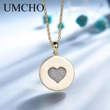 925 Silver Necklace Yellow Heart Pendant Romantic Gift Chain