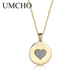 925 Silver Necklace Yellow Heart Pendant Romantic Gift Chain